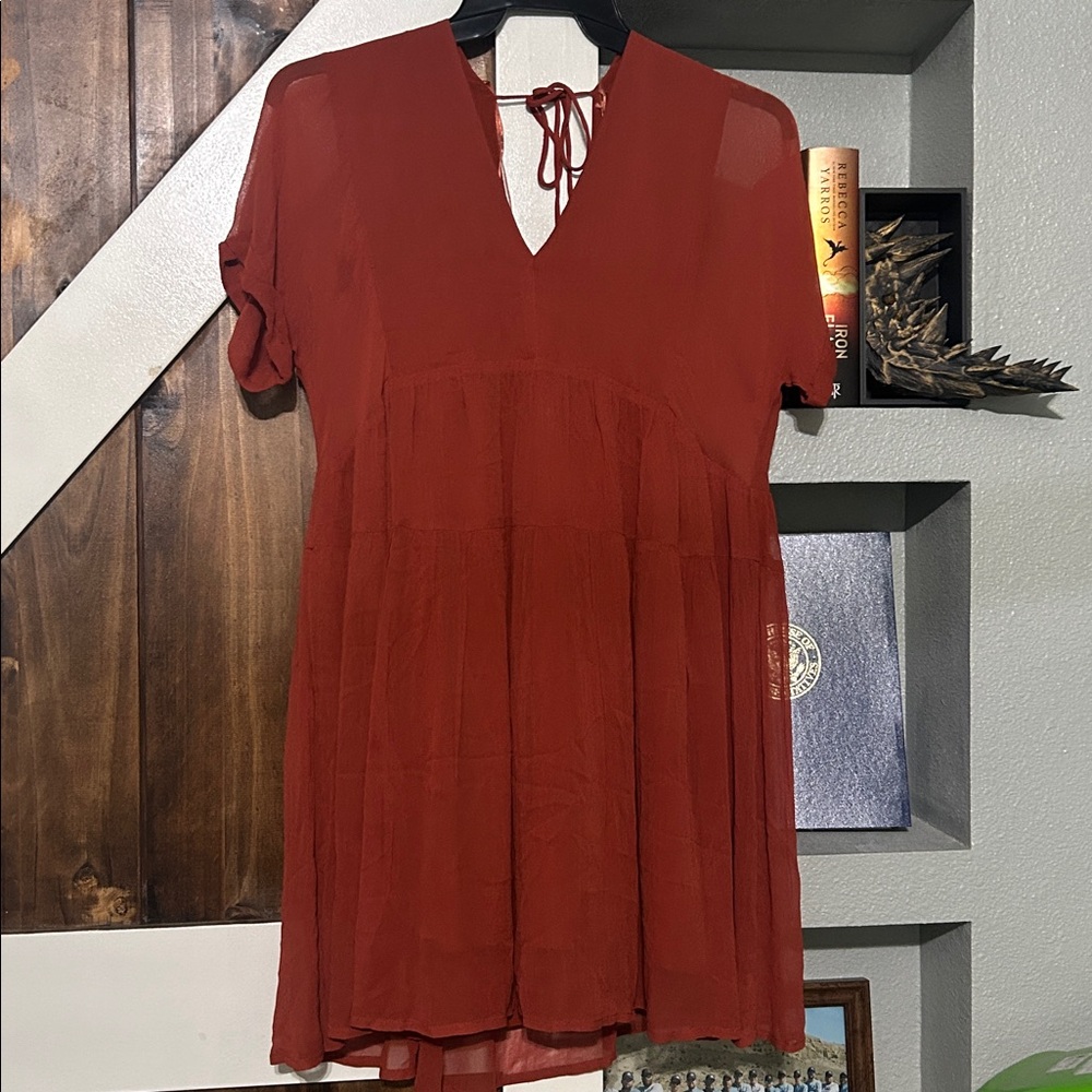 Patrons of Peace Terracotta V-Neck Dress